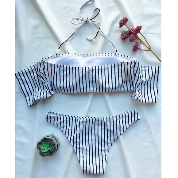 Make me an offer! Stripped bandeau bikini. - Picture 4 of 7